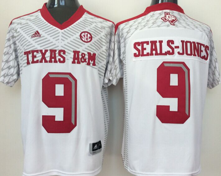 Men Texas A&M Aggies 9 Seals-Jones White 2025 NCAA Jersey